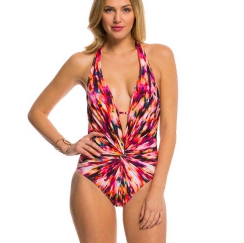 NEW Kenneth Cole Plunging One Piece Swimsuit